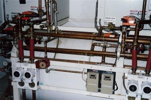 Part of a 15 ton water to water GSHP system