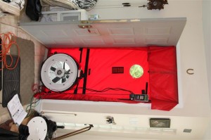 Energy retrofits door blower test to ensure air tightness